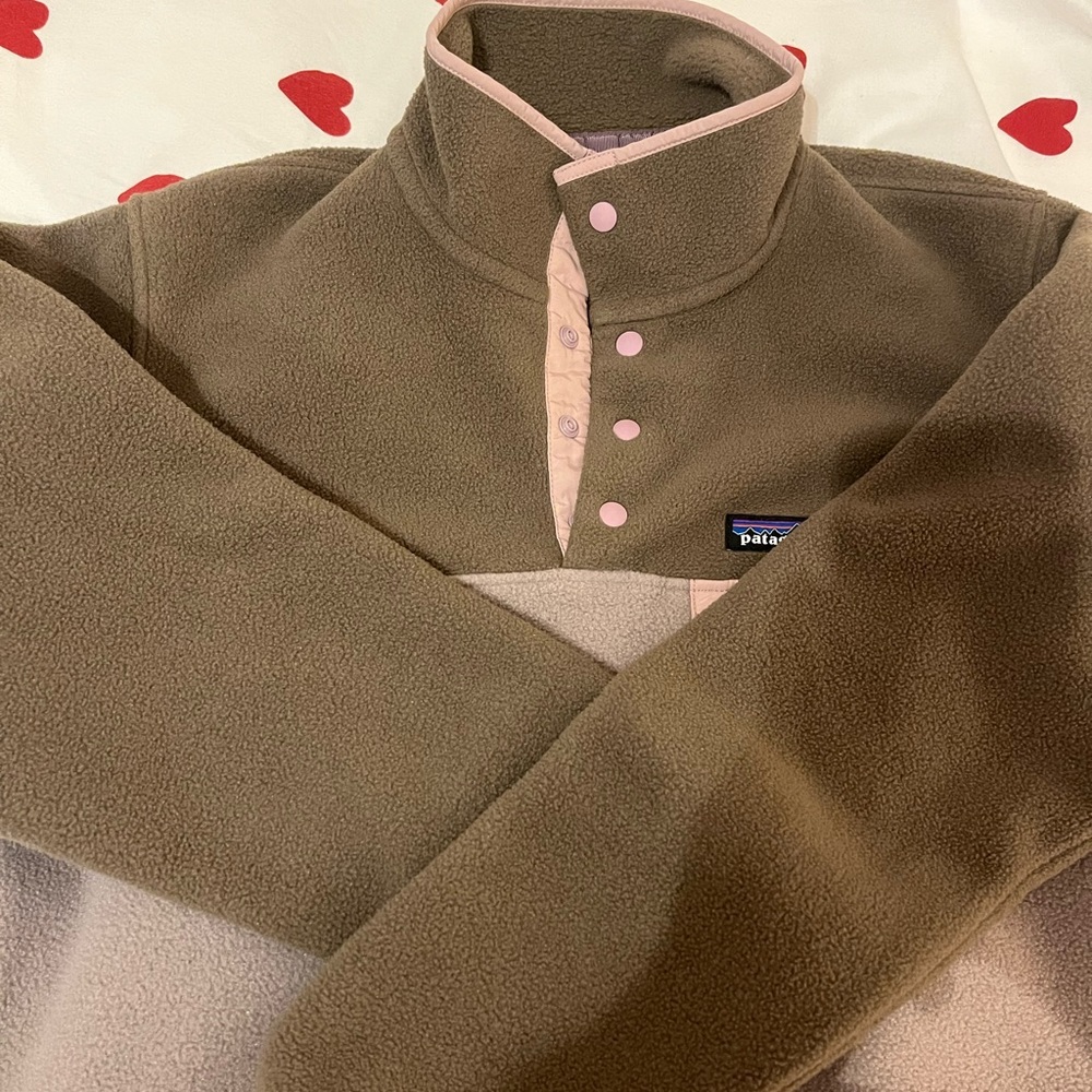 Patagonia Pink and Brown Synchilla Fleece Shacket